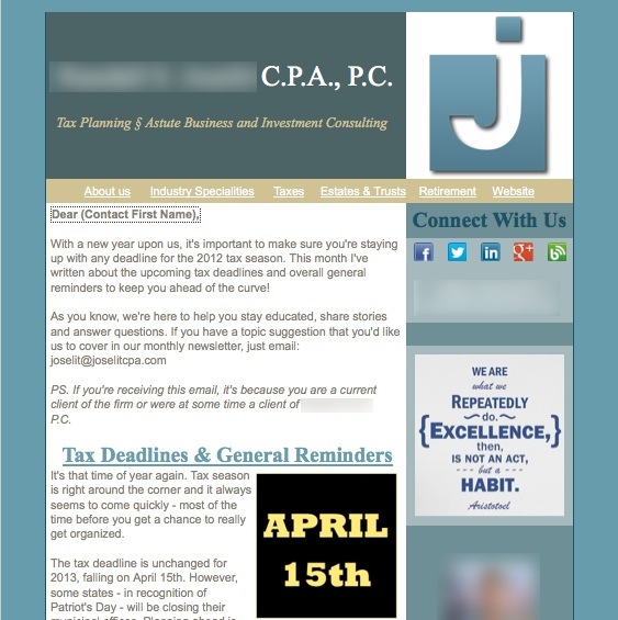 accounting company custom email newsletter marketing design