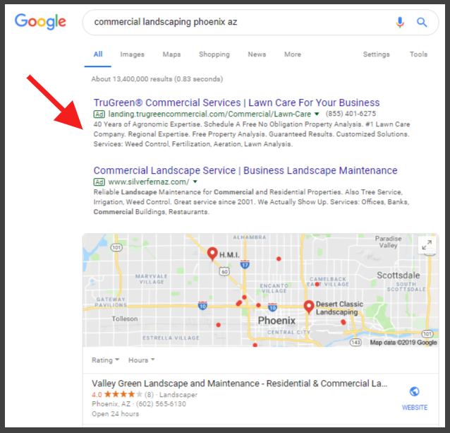 top of google placement for contractors