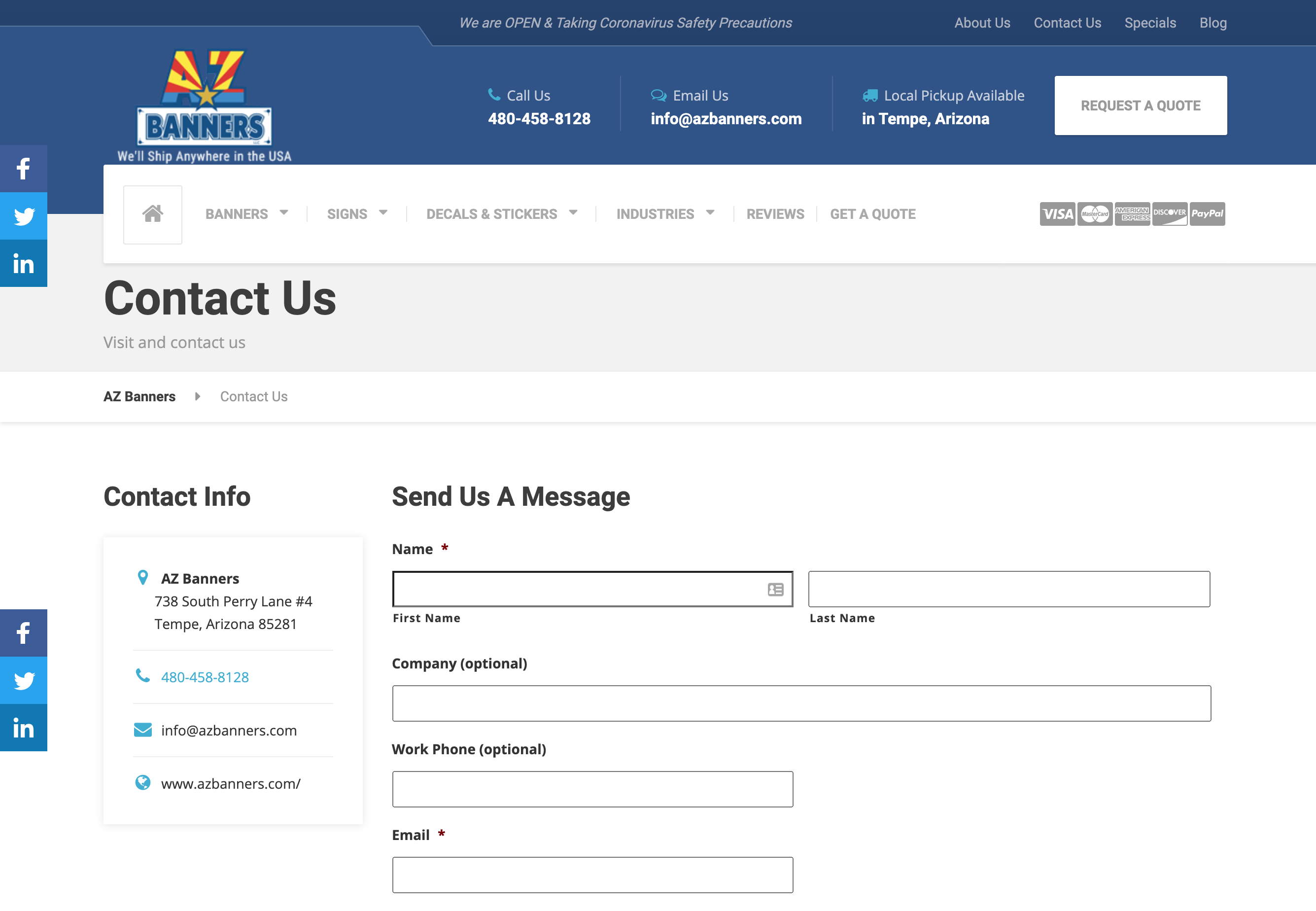 website contact form